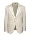 Canali Herringbone Wool-blend Blazer In White