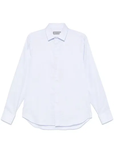 Canali Micro Check Shirt In Blue