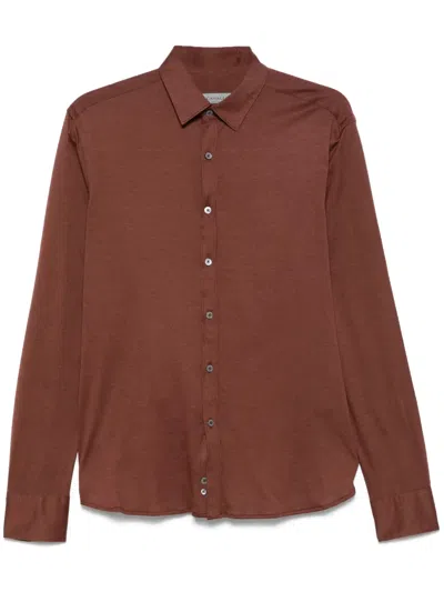 Canali Oxford Shirt In Brown
