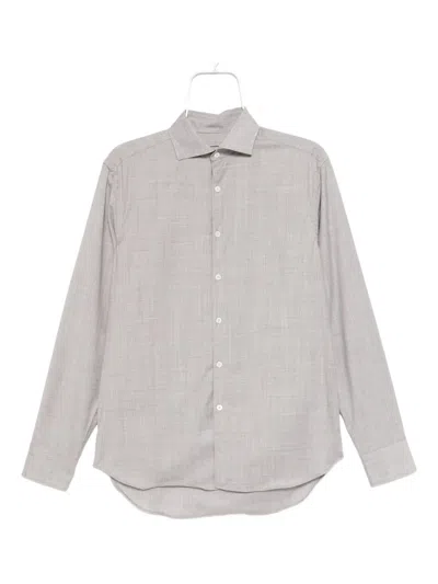 Canali Oxford Wool Shirt In Gray
