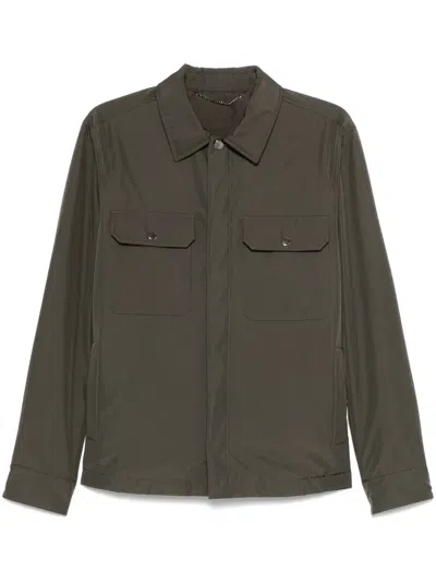 Canali Padded Shirt Jacket In Green