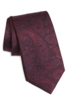 Canali Paisley Silk Jacquard Tie In Red