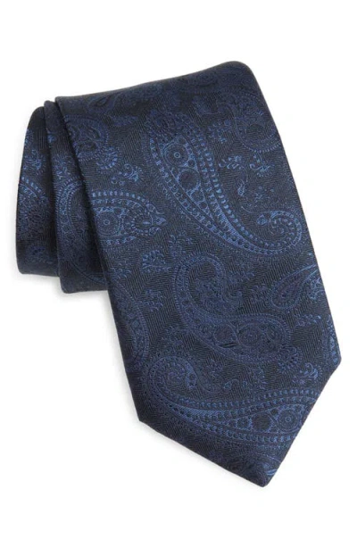 Canali Paisley Silk Tie In Blue