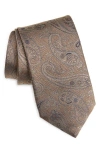 Canali Paisley Silk Tie In Brown