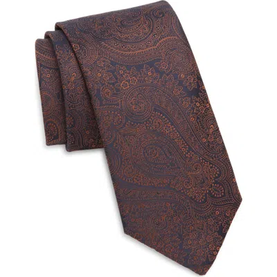 Canali Paisley Silk Tie In Brown