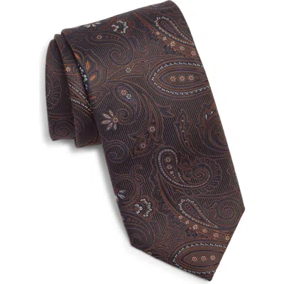 Canali Paisley Silk Tie In Brown