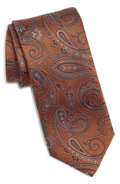 Canali Paisley Silk Tie In Brown