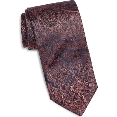 Canali Paisley Silk Tie In Brown