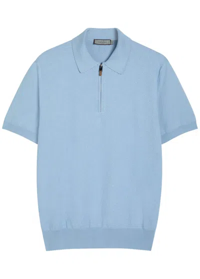 Canali Panelled Cotton Polo In Metallic