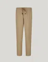Canali Pantalon À Cordon De Serrage En Toile De Lin Et De Soie Couleur Daim In Neutral