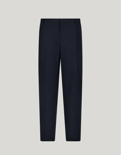 Canali Pantalon À Pinces Noir Bleuté En Laine Impeccabile In Blue