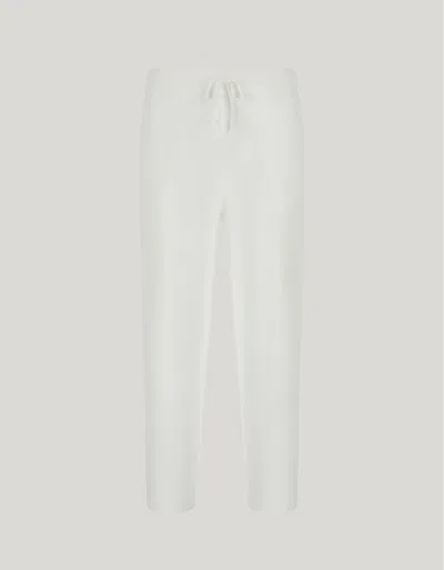 Canali Pantalon Avec Cordon De Serrage, En Polycoton, Avec Broderie Blanc Cassé In White