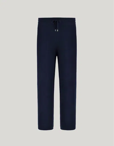 Canali Pantalon Avec Cordon De Serrage En Polycoton Bleu Marine In Blue