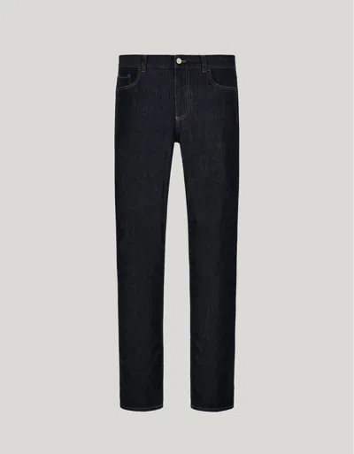 Canali Pantalon Bleu À Cinq Poches En Denim De Coton Et Soie In Black