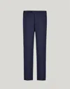 Canali Blue High-waisted Pleatless Stretch Wool Pants In Blue