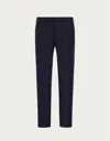 Canali Blue High-waisted Pleatless Stretch Wool Pants In Blue