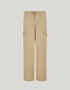 Canali Pantalon Cargo Beige Avec Cordon De Serrage, Coupe Décontractée, En Sergé Fluide De Coton Et Lyocell In Neutral
