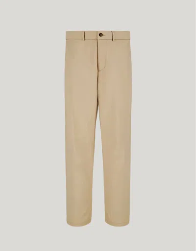 Canali Pantalon Chino Beige Avec Cordon De Serrage, Coupe Décontractée, En Sergé Fluide De Coton Et Lyocell In Brown