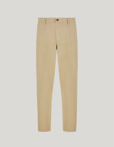 Canali Pantalon Chino Beige En Micro-sergé De Coton Teint En Pièce In Brown