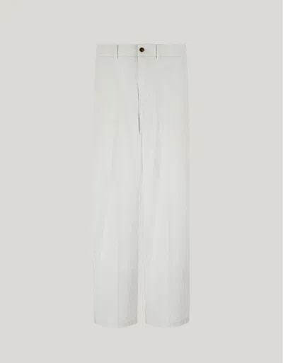 Canali Pantalon Chino Blanc Avec Cordon De Serrage, Coupe Décontractée, En Sergé Fluide De Coton Et Lyocell In White