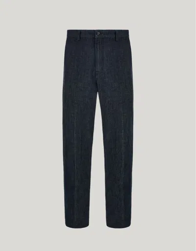 Canali Pantalon Chino Bleu En Mélange Denim Et Cachemire In Black