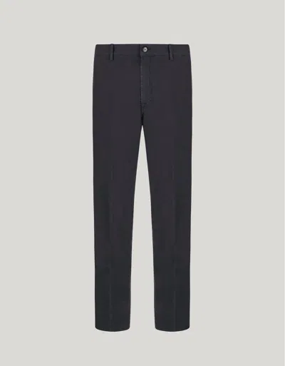 Canali Pantalon Chino Bleu Marine En Micro-sergé De Coton Teint En Pièce In Gray