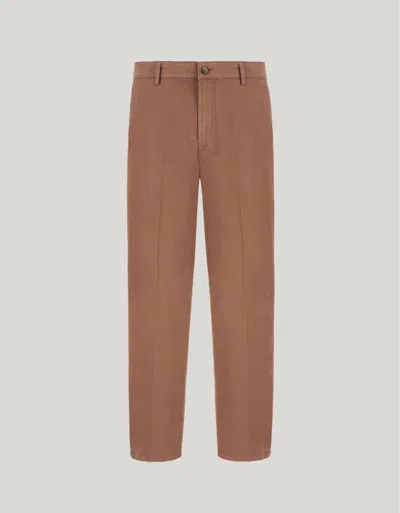 Canali Pantalon Chino Couleur Brique En Micro-sergé De Coton Teint En Pièce In Brown