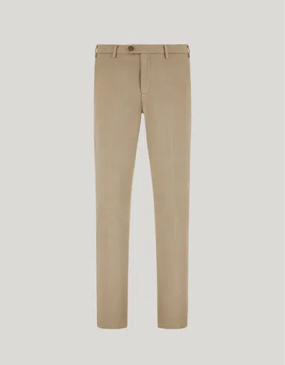 Canali Pantalon Chino En Sergé Camel Teint En Pièce In Neutral
