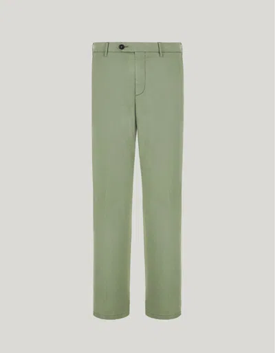 Canali Pantalon Chino En Sergé De Coton Fluide Et Lyocell Sauge In Gray