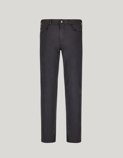 Canali Pantalon Cinq Poches Emblématique En Sergé De Coton Et Soie Bleu Marine In Black