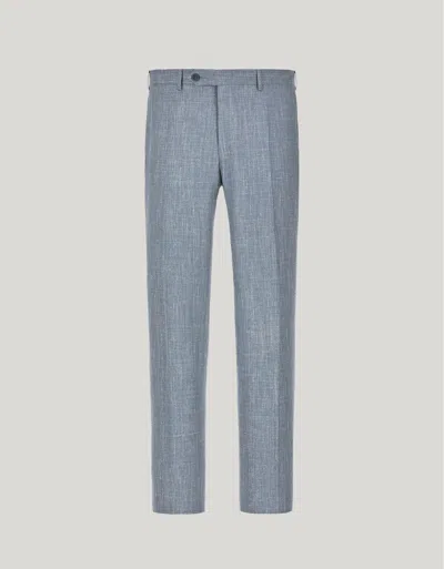 Canali Pantalon En Laine, Soie Et Lin Travel Bleu Ciel In Gray