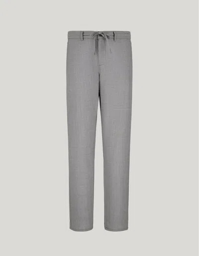 CANALI PANTALON GRIS AVEC CORDON DE SERRAGE, EN LAINE
