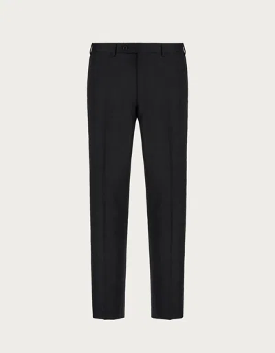 Canali Pantalon Noir En Laine In Black