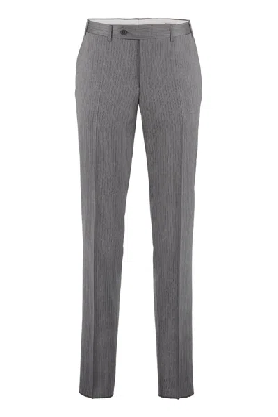 Canali Tailored Wool Trousers In Grey