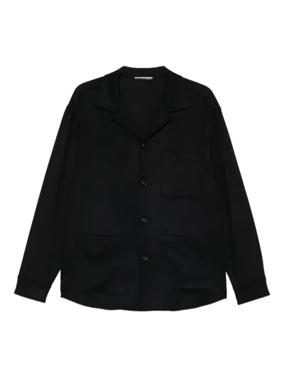 Canali Patch-pocket Button-down Jacket In Black