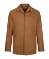 Canali Stretch-wool Chore Overshirt In Brown
