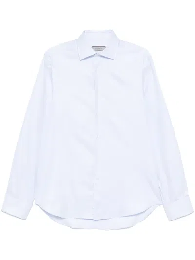 Canali Pattern Jacquard Shirt In White