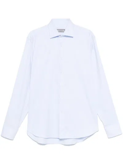 Canali Pattern-jacquard Shirt In Blue