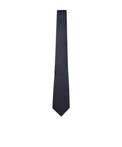 Canali Pattern Jacquard Silk Tie In Black
