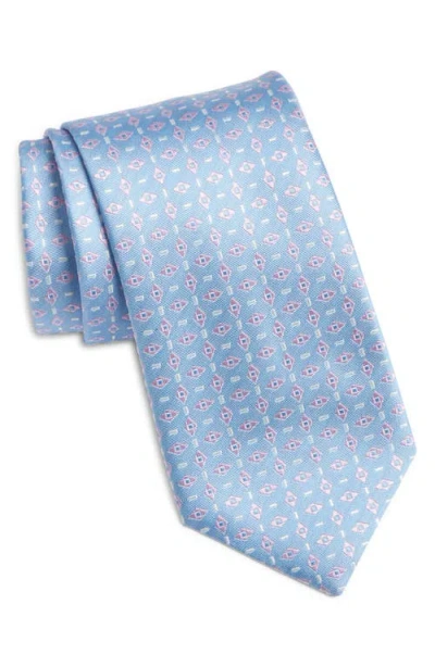 Canali Pattern Silk Tie In Lt Blue