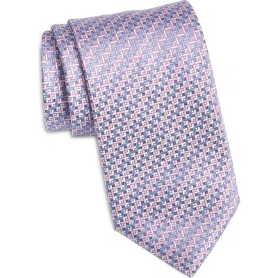 Canali Pattern Silk Tie In Lt Purple