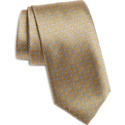 Canali Pattern Silk Tie In Yellow