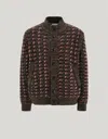 Canali Patterned Alpaca And Wool Blend Macro Jacquard Cardigan In Brown