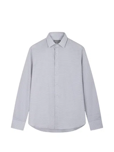 Canali Patterned Cotton Shirt In Blue