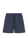 Canali Patterned Drawstring Swim Shorts In Blue
