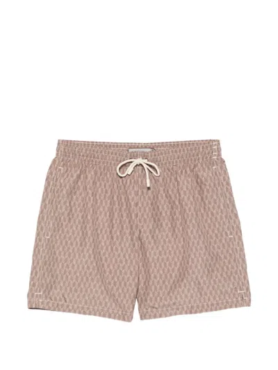Canali Patterned Drawstring Swim Shorts In Multi