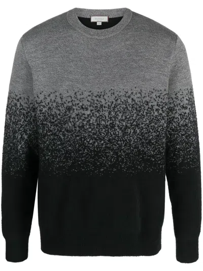 Canali Patterned Intarsia-knit Wool Blend Jumper In Schwarz