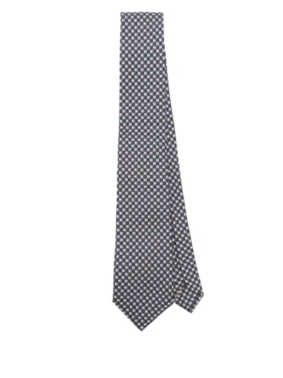 Canali Patterned-jacquard Silk Tie In ブルー