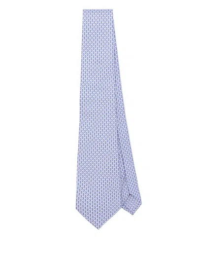 Canali Patterned-jacquard Silk Tie In Blue