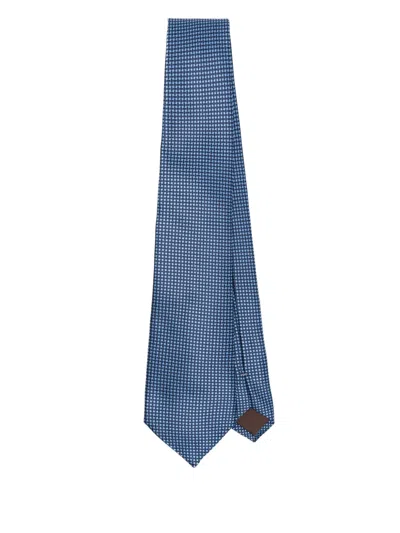 Canali Patterned-jacquard Silk Tie In Blue